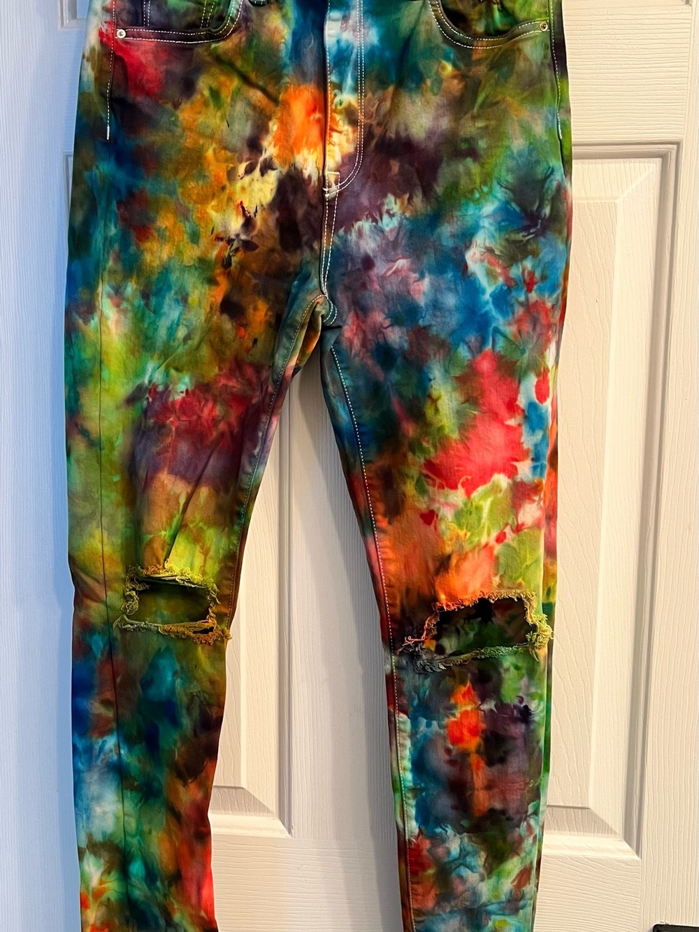 Women’s Artisan Multi-Color Tie-Dye Distressed Jeans